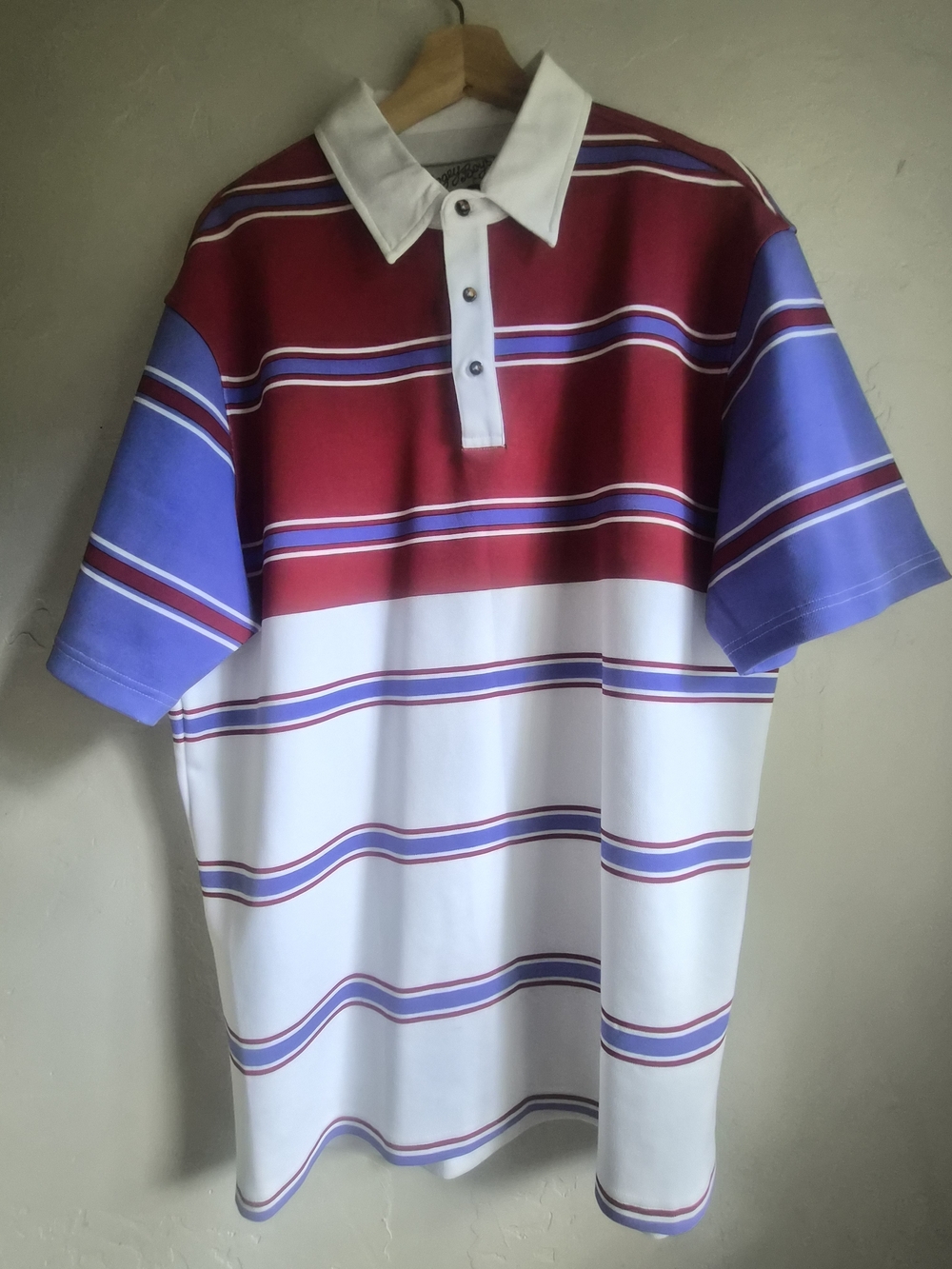 Striped Short-Sleeve Polo in Red, White & Blue
